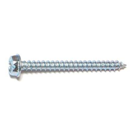 Midwest Fastener Sheet Metal Screw, #10 x 2 in, Zinc Plated Steel Flange Hex Head Slotted Drive, 100 PK 02941